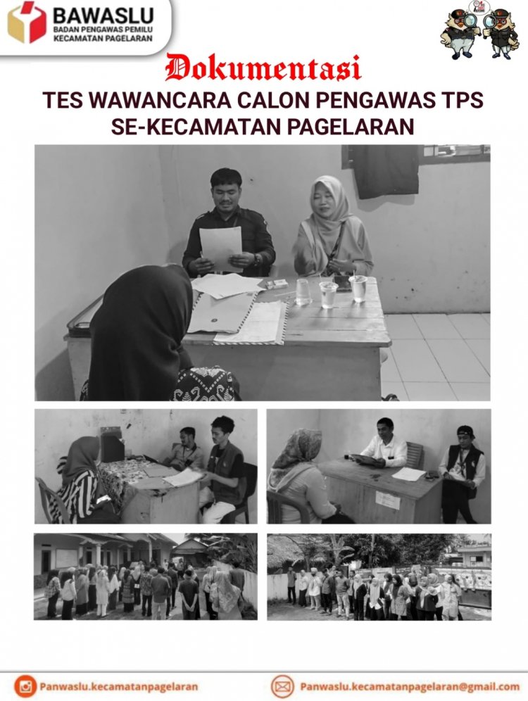 Panwascam Pagelaran adakan Tes Wawancara PTPS Se Kecamatan Pagelaran untuk Pilkada Serentak 2024