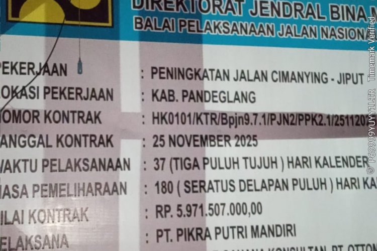 Aktivis Pergerakan Nilai Pengerjaan Peningkatan Jalan Cimanying-Jiput Oleh PT.PIKRA PUTRI MANDIRI Diduga Bukan Muti-years Contract