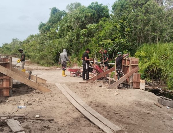 Pembangunan Jembatan Aramco di Uning Mas Masuki Tahap Akhir, TNI Kebut Finishing untuk Segera Difungsikan