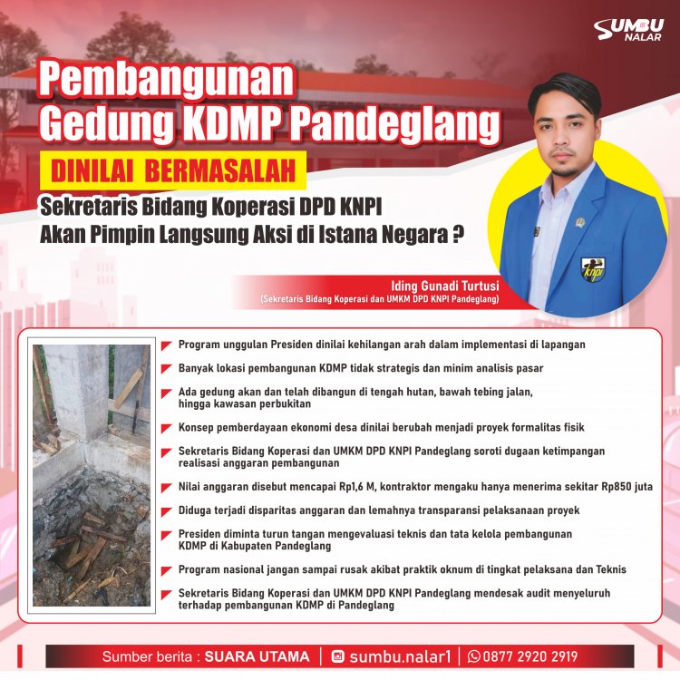 Terkait Proyek Pembangunan Gedung KDMP, DPD KNPI Pandeglang Desak Presiden Untuk Lakukan Evaluasi & Audit