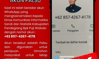 Catut Nama Pejabat Baru, Modus Penipuan Minta Uang Sasar OPD di Pandeglang
