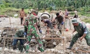 Bangun Jembatan Perintis Garuda, TNI dan Warga Gotong Royong Buka Akses Pedalaman Aceh Tenggara