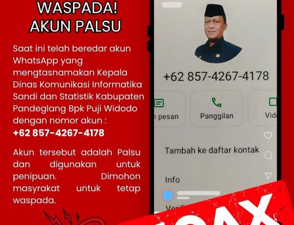 Catut Nama Pejabat Baru, Modus Penipuan Minta Uang Sasar OPD di Pandeglang
