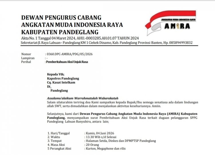 Tata kelola Dapur MBG di Pandeglang Tidak Sesuai Asta Cita Presiden Prabowo. DPC AMIRA dan DPC BPPKB Pandelang Akan Lakukan Aksi Unras