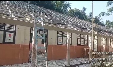 Rangka Baja Lama Masih Digunakan, Dana Program Revitalisasi SDN Dahu 1 Kecamatan Cikedal Dipertanyakan