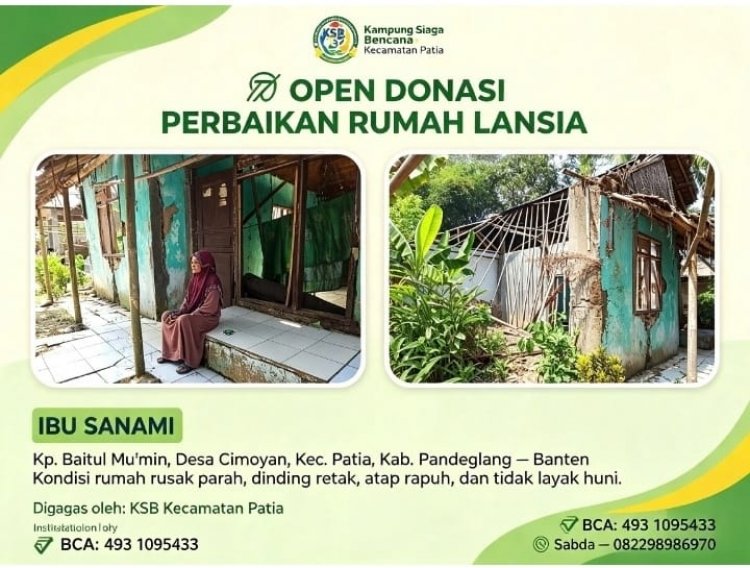 KSB Patia Galang Donasi untuk Bangun Kembali Rumah Lansia yang Tak Layak Huni