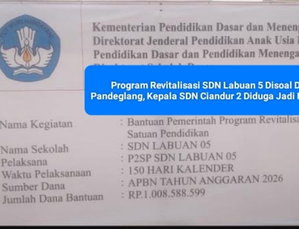 Program Revitalisasi SDN Labuan 5 Disoal DPC AMIRA Pandeglang, Kepala SDN Ciandur 2 Diduga Jadi Pengelola Dana